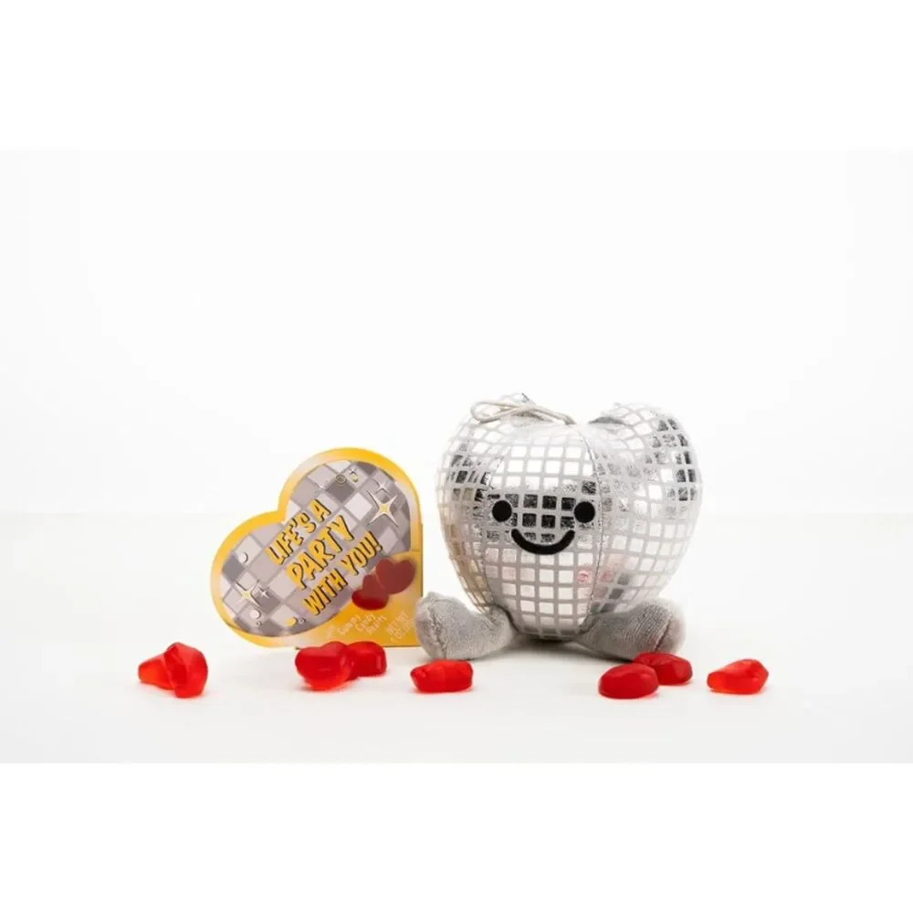 Frankford Candy Valentine's Day Heart Shaped Disco Ball Plush Toy